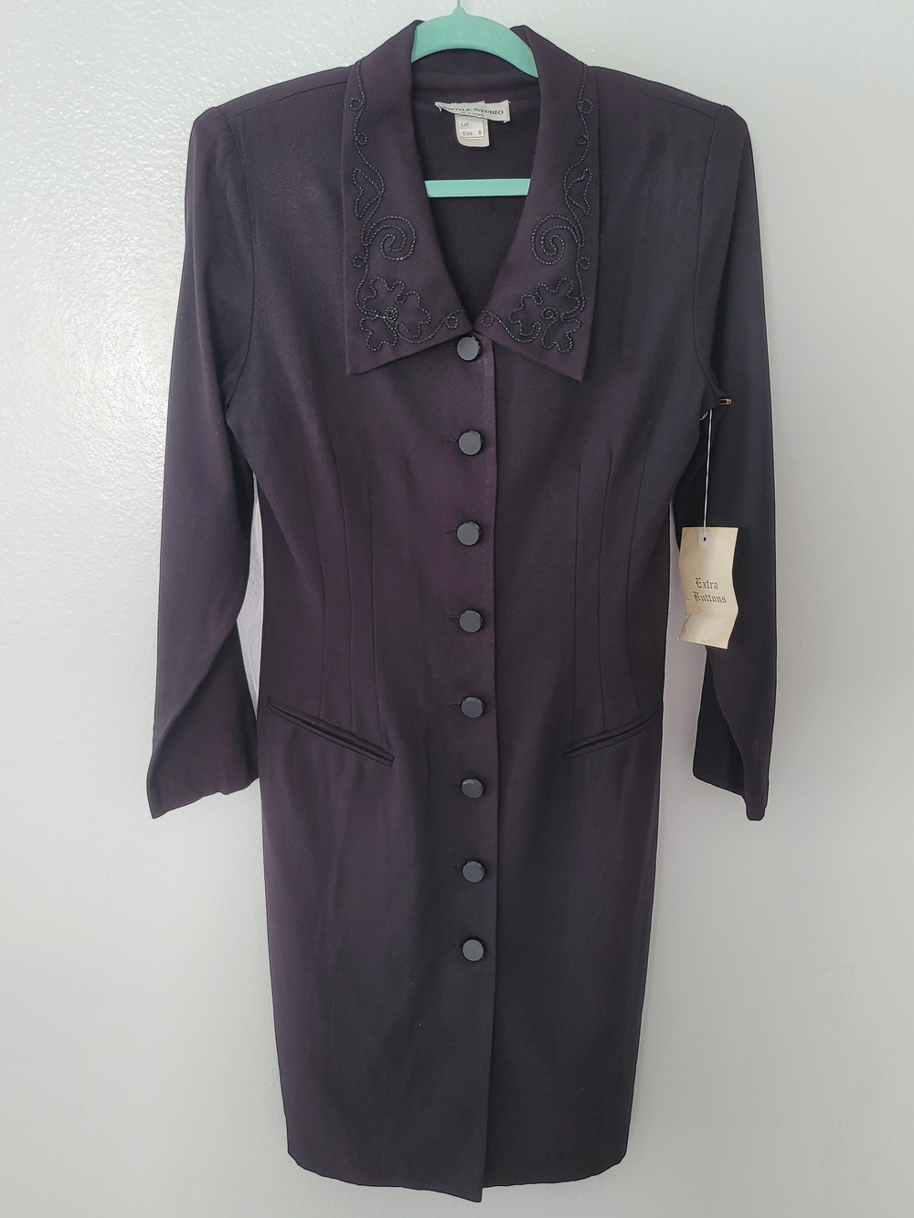 Nicole Studio New York Black Dress Women's 8 Lined Cocktail Vintage